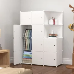 ARMADIO GUARDAROBA MODULARE A 10 CUBI CON ANTE DECORATE APPENDIABITI PERSONALIZZABILE