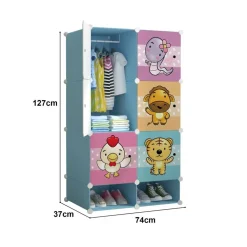 ARMADIO MODULARE MOBILETTO APPENDIABITI PORTAOGGETTI A SCOMPARTI PORTATILE CON SCARPIERA