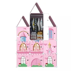 ARMADIO MODULARE PER BAMBINI MOBILE PORTAOGGETTI GIOCHI ORGANIZER A CASTELLO CON 10 CUBI