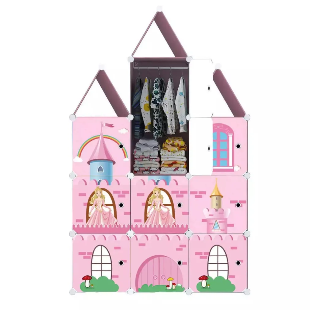 ARMADIO MODULARE PER BAMBINI MOBILE PORTAOGGETTI GIOCHI ORGANIZER A CASTELLO CON 10 CUBI