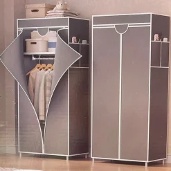 ARMADIO MULTIFUNZIONALE IN TESSUTO STRUTTURA IN ACCIAIO RIVESTIMENTO IN TESSUTO 57x44x146CM