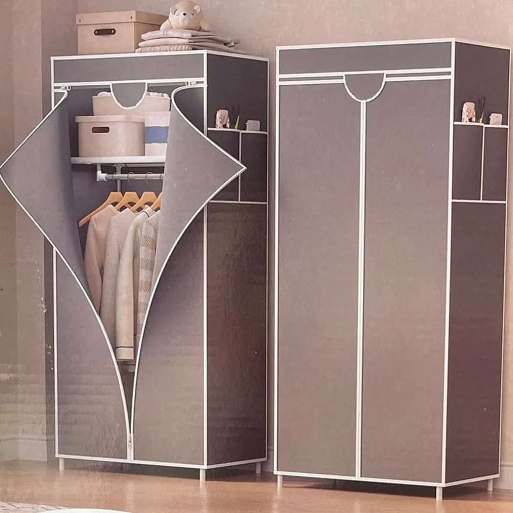 ARMADIO MULTIFUNZIONALE IN TESSUTO STRUTTURA IN ACCIAIO RIVESTIMENTO IN TESSUTO 57x44x146CM