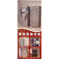 ARMADIO MULTIFUNZIONALE IN TESSUTO STRUTTURA IN ACCIAIO RIVESTIMENTO IN TESSUTO 57x44x146CM