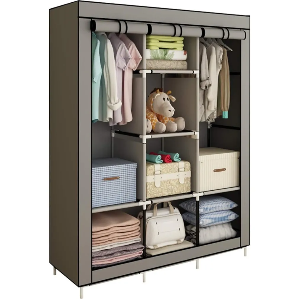 ARMADIO ORGANIZZATORE ABBIGLIAMENTO IN TELA CON 2 BINARI SOSPESI ASTA 6 RIPIANI