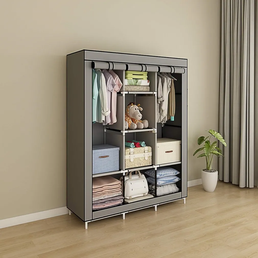 ARMADIO ORGANIZZATORE ABBIGLIAMENTO IN TELA CON 2 BINARI SOSPESI ASTA 6 RIPIANI