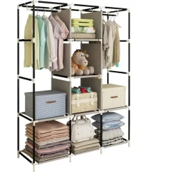 ARMADIO ORGANIZZATORE ABBIGLIAMENTO IN TELA CON 2 BINARI SOSPESI ASTA 6 RIPIANI