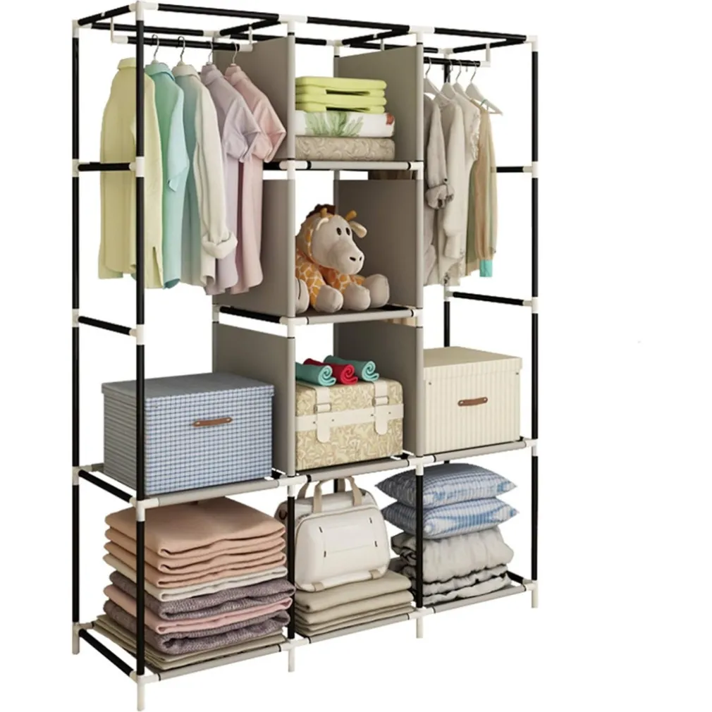 ARMADIO ORGANIZZATORE ABBIGLIAMENTO IN TELA CON 2 BINARI SOSPESI ASTA 6 RIPIANI