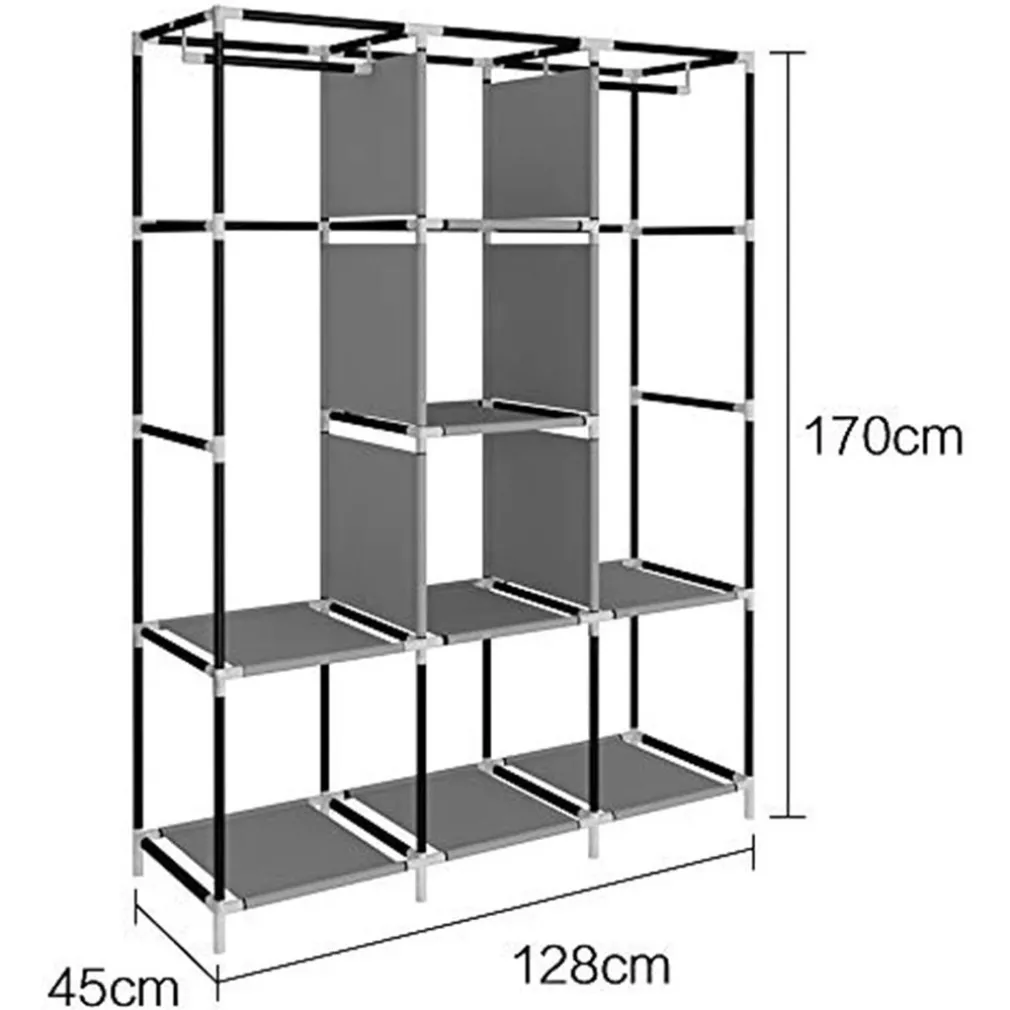 ARMADIO ORGANIZZATORE ABBIGLIAMENTO IN TELA CON 2 BINARI SOSPESI ASTA 6 RIPIANI