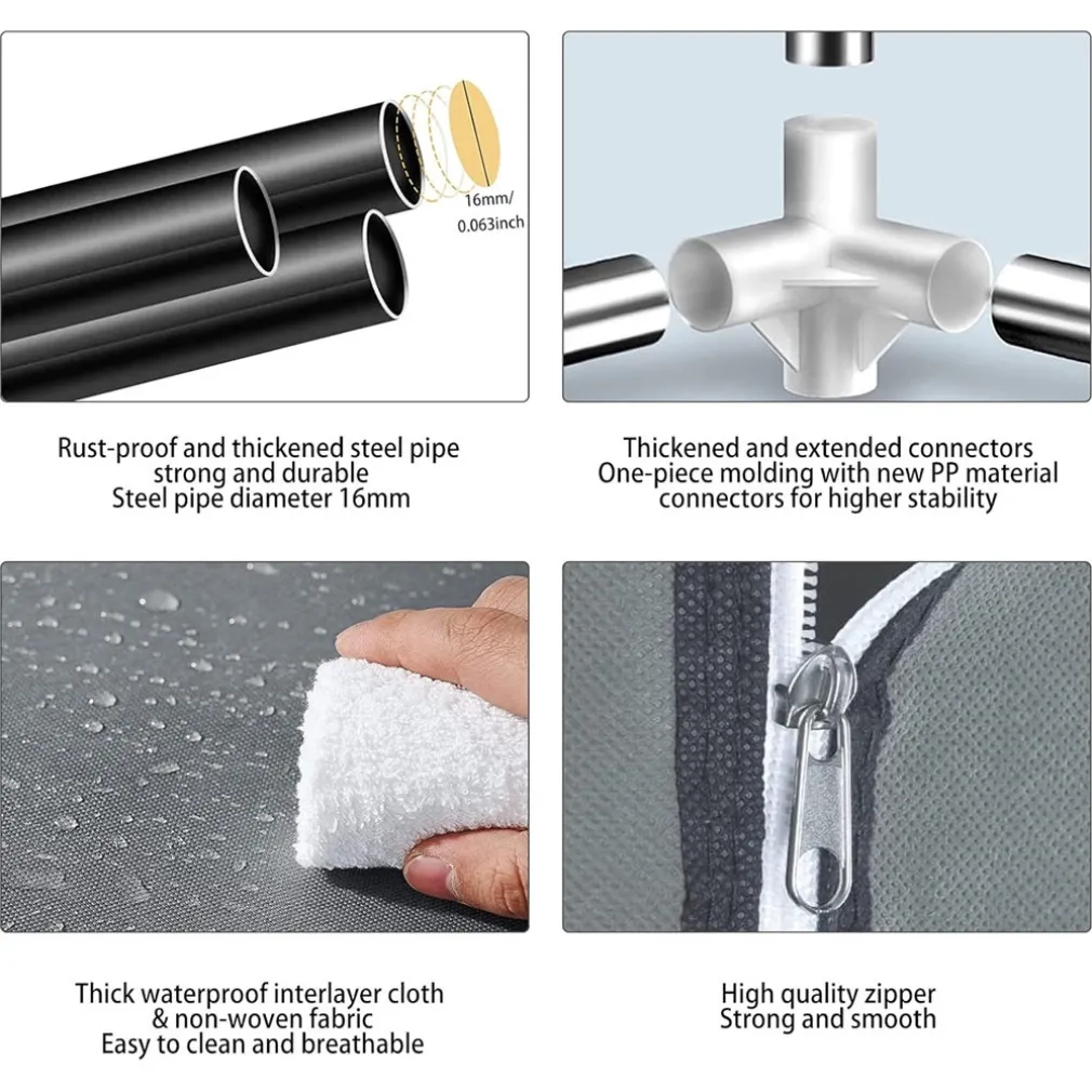 ARMADIO PORTATILE IN TELA ORGANIZER PIEGHEVOLE CON MENSOLE 2 BINARI PER APPENDERE VESTITI