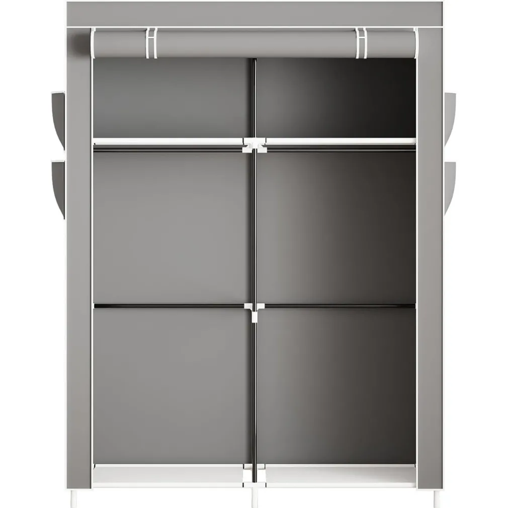 ARMADIO PORTATILE IN TELA ORGANIZER PIEGHEVOLE CON MENSOLE 2 BINARI PER APPENDERE VESTITI