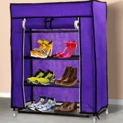 ARMADIO SCARPIERA TESSUTO PORTA SCARPE STIVALI ACCIAIO SMONTABILE 4 RIPIANI