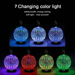AROMATERAPIA 7 LED 3D UMIDIFICATORE DIFFUSORE AROMI CASA UFFICIO HYTC002