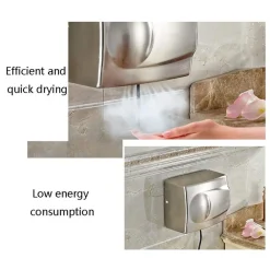 ASCIUGAMANI AUTOMATICO ELETTRICO ARIA CALDA FOTOCELLULA PARETE PER HOTEL 1500W