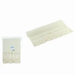 ASCIUGAMANO BAGNO TELO COTONE MORBIDO DECORATO 70X140CM 380GR BEIGE CHIARO 79504