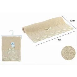 ASCIUGAMANO BAGNO VISO COTONE MORBIDO DECORATO 48 X 93CM 180GR BEIGE SCURO 79509