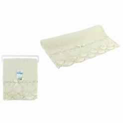 ASCIUGAMANO BAGNO VISO COTONE MORBIDO DECORATO 48X93 CM 180GR BEIGE CHIARO 79503