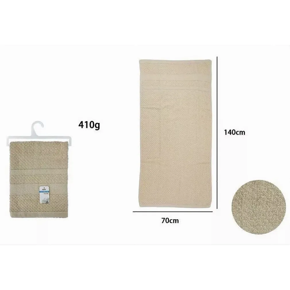 ASCIUGAMANO DA BAGNO TELO IN COTONE MORBIDA 70 X 140CM 410GR COLORE BEIGE 79495