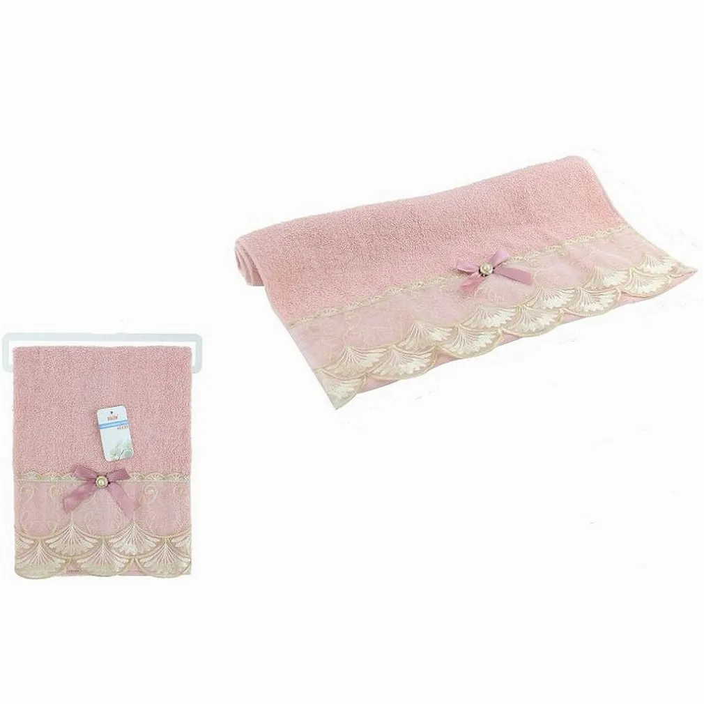 ASCIUGAMANO DA BAGNO VISO IN COTONE MORBIDO DECORATO 48 X 93 CM 180GR ROSA 79506
