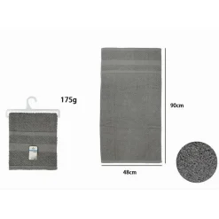 ASCIUGAMANO DA BAGNO VISO IN COTONE MORBIDA 48 X 90 CM 175GR COLORE GRIGIO 79500