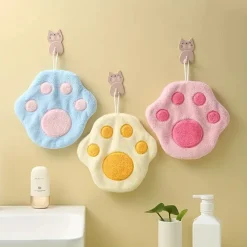 ASCIUGAMANO MORBIDO CON IMPRONTA GATTO DA APPENDERE BAGNO BAMBINI PULIZIA CASA 10777