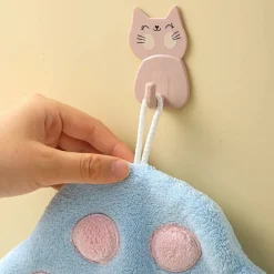 ASCIUGAMANO MORBIDO CON IMPRONTA GATTO DA APPENDERE BAGNO BAMBINI PULIZIA CASA 10777