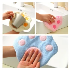 ASCIUGAMANO MORBIDO CON IMPRONTA GATTO DA APPENDERE BAGNO BAMBINI PULIZIA CASA 10777