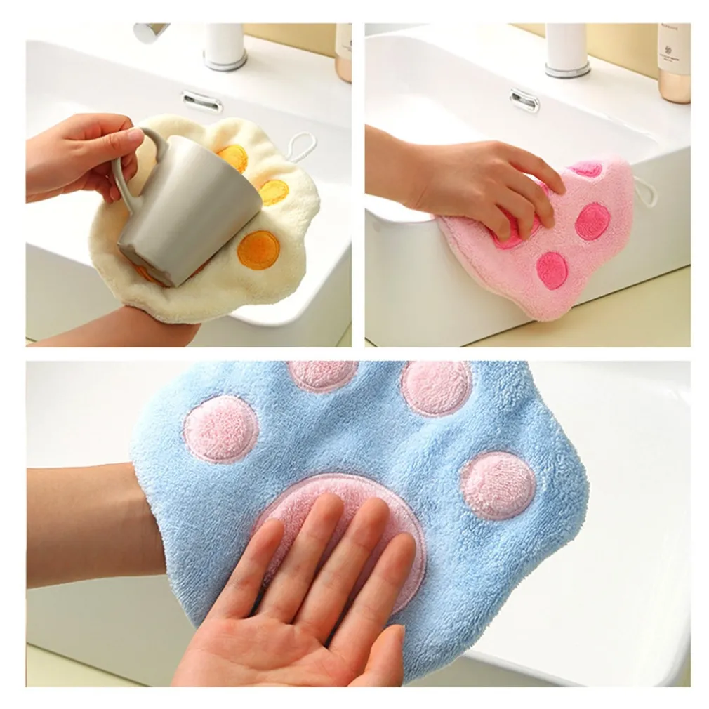 ASCIUGAMANO MORBIDO CON IMPRONTA GATTO DA APPENDERE BAGNO BAMBINI PULIZIA CASA 10777