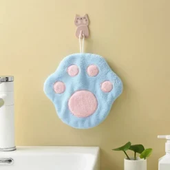 ASCIUGAMANO MORBIDO CON IMPRONTA GATTO DA APPENDERE BAGNO BAMBINI PULIZIA CASA 10777