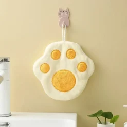 ASCIUGAMANO MORBIDO CON IMPRONTA GATTO DA APPENDERE BAGNO BAMBINI PULIZIA CASA 10777