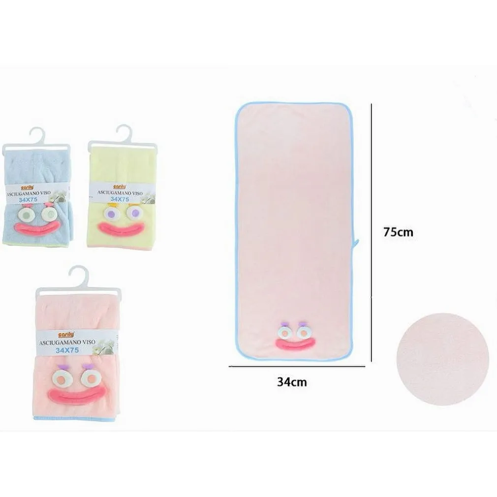 ASCIUGAMANO VISO 34X75CM TESSUTO MORBIDO CON FACCIA BAGNO OSPITE 3 COLORI 10737