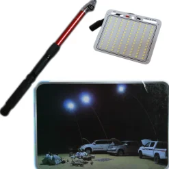 ASTA ALLUNGABILE 3,6 MT PANNELLO LED SMD 96 LED LUCE BIANCA 48w PESCA CAMPEGGIO