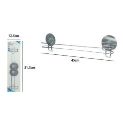 ASTA BARRA PORTA ASCIUGAMANI 45 CM MONTAGGIO A PARETE BAGNO CON BIADESIVO 79845