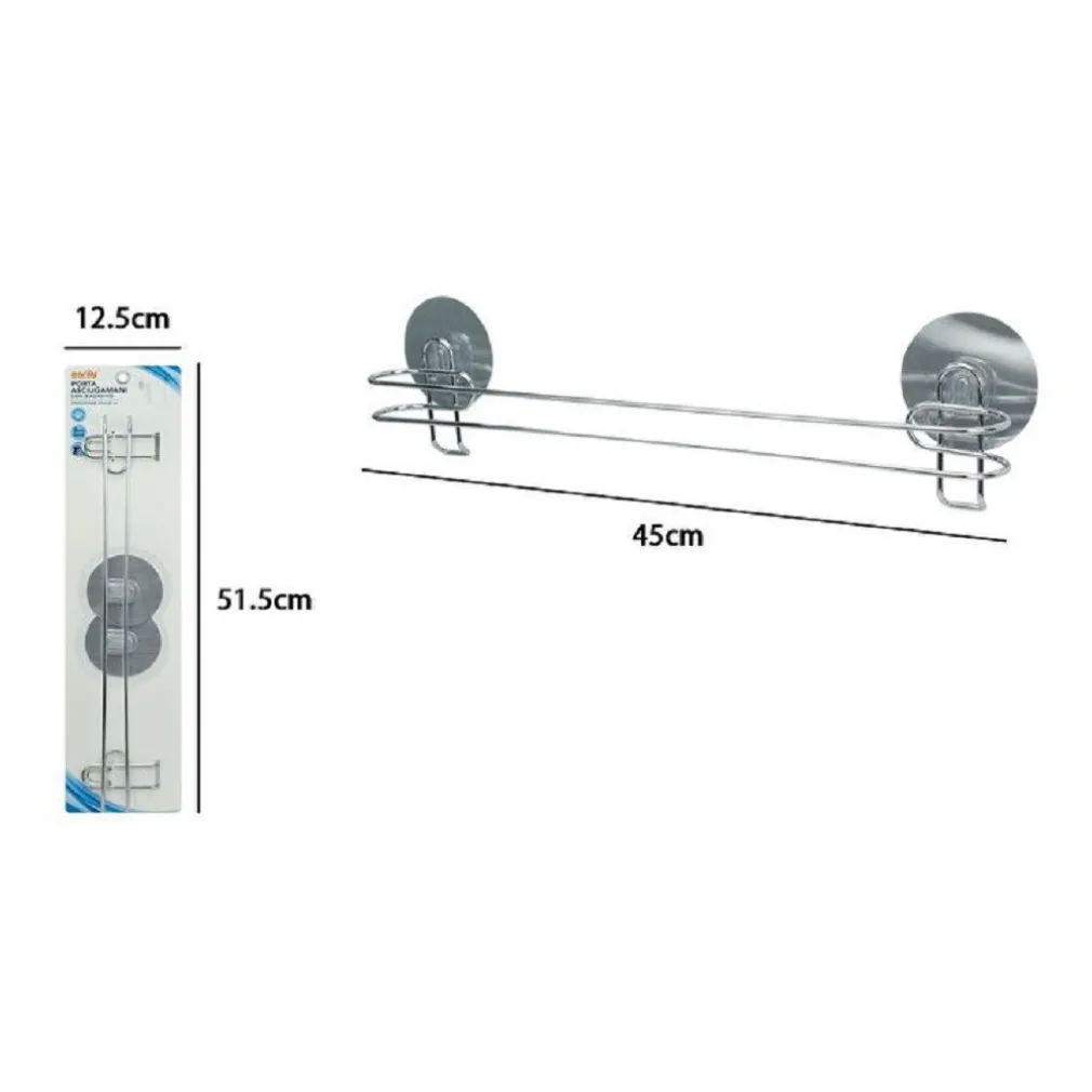 ASTA BARRA PORTA ASCIUGAMANI 45 CM MONTAGGIO A PARETE BAGNO CON BIADESIVO 79845