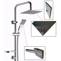 ASTA SALISCENDI CROMATA COLONNA DOCCIA SOFFIONE FISSO DOCCETTA SATURN 9005