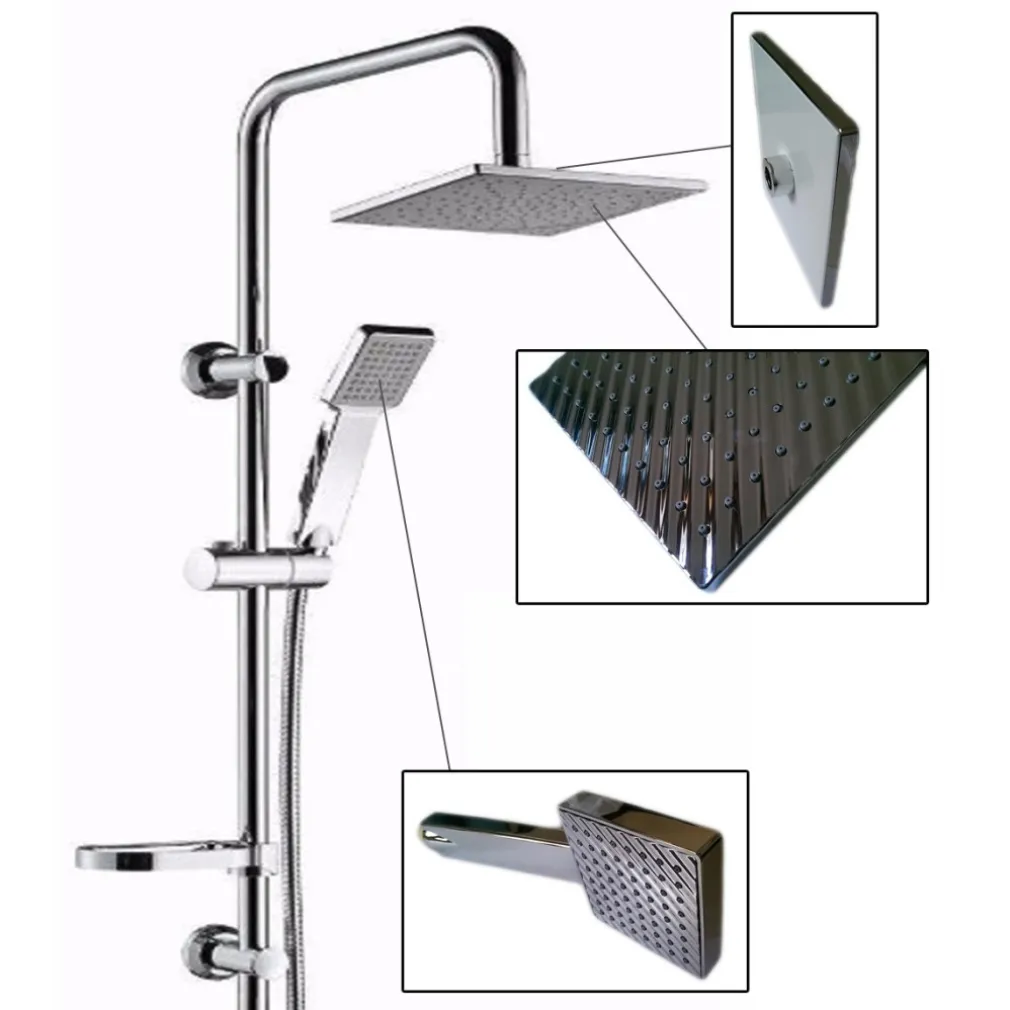 ASTA SALISCENDI CROMATA COLONNA DOCCIA SOFFIONE FISSO DOCCETTA SATURN 9005