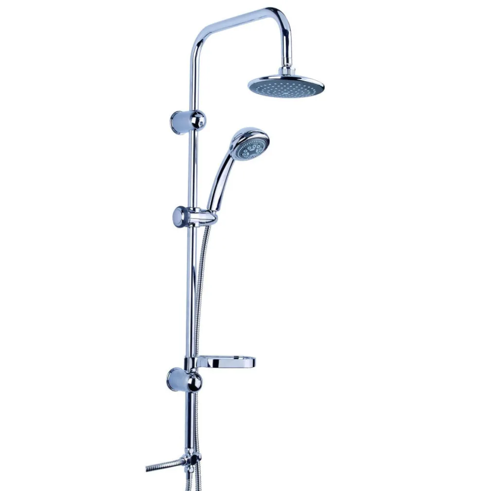 ASTA SALISCENDI CROMATA COLONNA DOCCIA SOFFIONE FISSO DOCCETTA SATURNO 9003