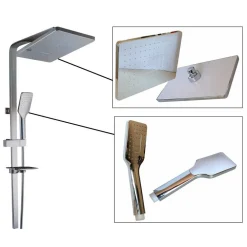 ASTA SALISCENDI CROMATA COLONNA DOCCIA SOFFIONE FISSO DOCCETTA SALISCENDI 69127