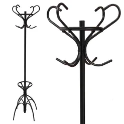 ATTACCAPANNI APPENDIABITI PIANTANA IN METALLO GANCI MODERNO NERO 45X170CM 756658