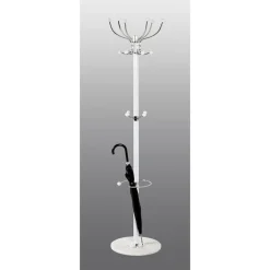 ATTACCAPANNI APPENDIABITI DA TERRA CON 17 GANCI IN METALLO CROMO BIANCO BASE IN MARMO 175CM