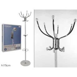 ATTACCAPANNI APPENDIABITI DA TERRA CON 17 GANCI IN METALLO CROMO BIANCO BASE IN MARMO 175CM