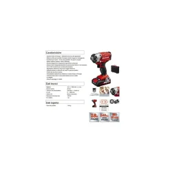 AVVITATORE A IMPULSI A BATTERIA EINHELL TE-CI 18 LI KIT BATTERIA 18V 1,5 AH