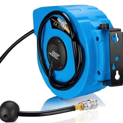 AVVOLGITUBO ARIA COMPRESSA CON TUBO 15 MT ATTACCO 1/4 FISSAGGIO A PARETE MURO