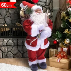 BABBO NATALE CLASSICO 60CM IN PLASTICA VESTITI IN TESSUTO DECORAZIONE NATALIZIA