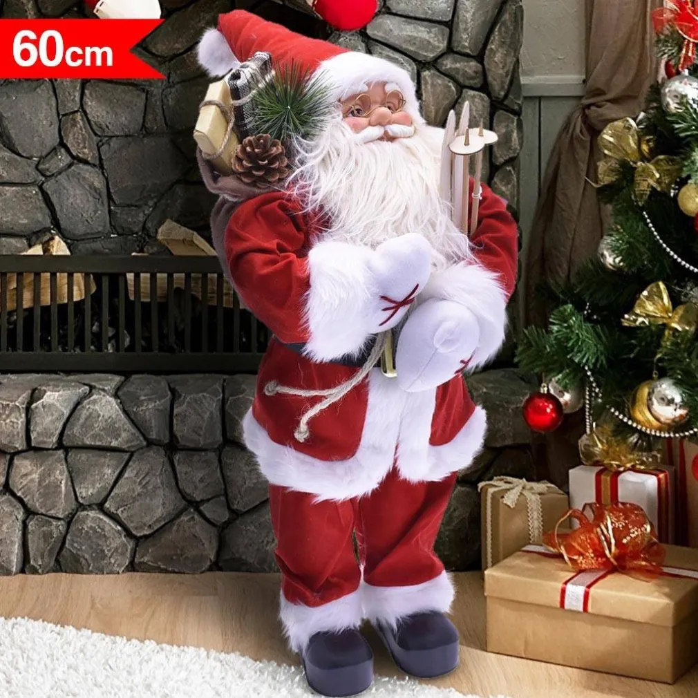BABBO NATALE CLASSICO 60CM IN PLASTICA VESTITI IN TESSUTO DECORAZIONE NATALIZIA