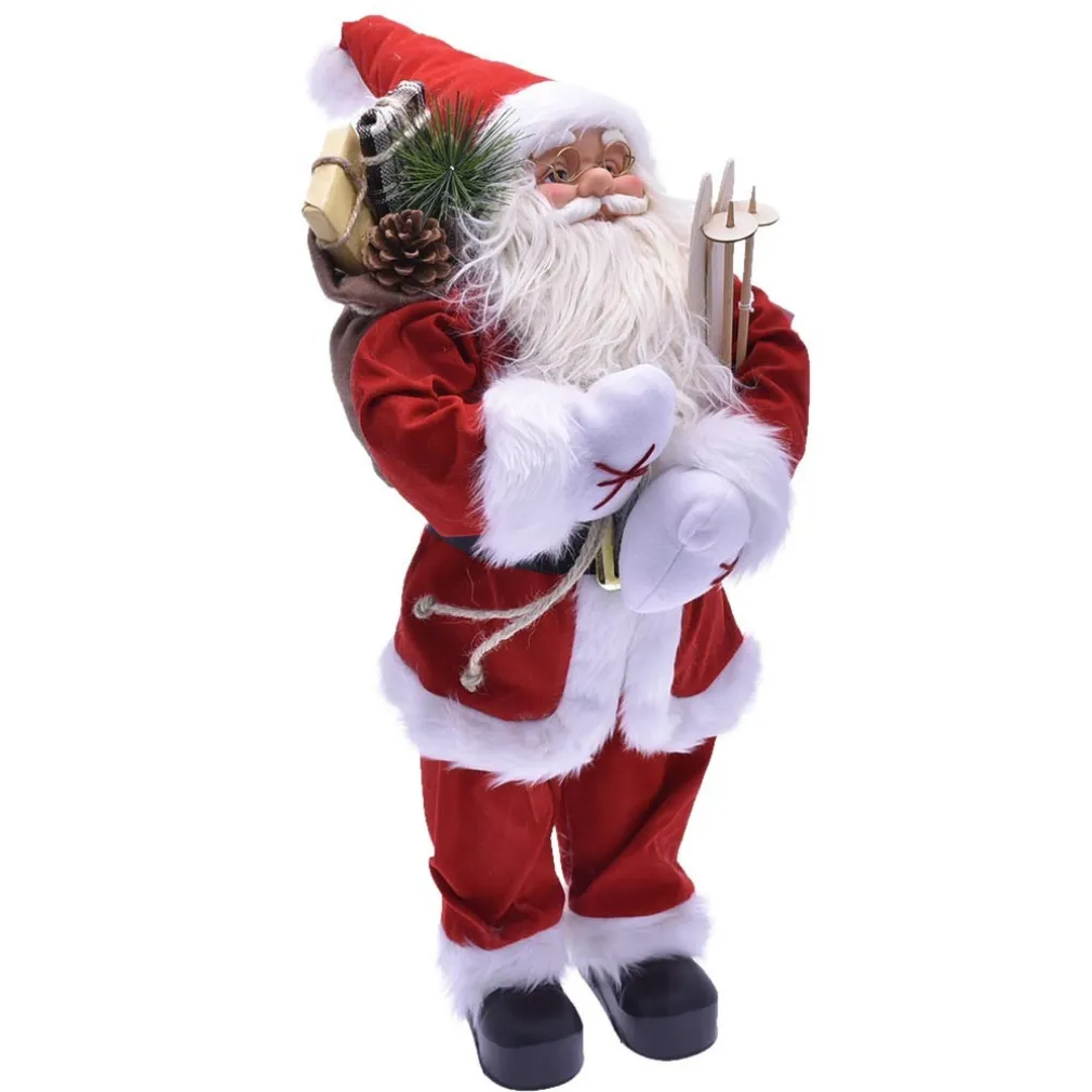 BABBO NATALE CLASSICO 80CM IN PLASTICA VESTITI IN TESSUTO DECORAZIONE NATALIZIA