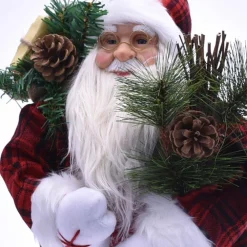 BABBO NATALE ELEGANTE 100CM IN PLASTICA VESTITI IN TESSUTO DECORAZIONE NATALIZIA