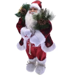 BABBO NATALE ELEGANTE 80CM IN PLASTICA VESTITI IN TESSUTO DECORAZIONE NATALIZIA