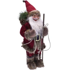 BABBO NATALE NORDICO 60CM IN PLASTICA VESTITI IN TESSUTO DECORAZIONE NATALIZIA