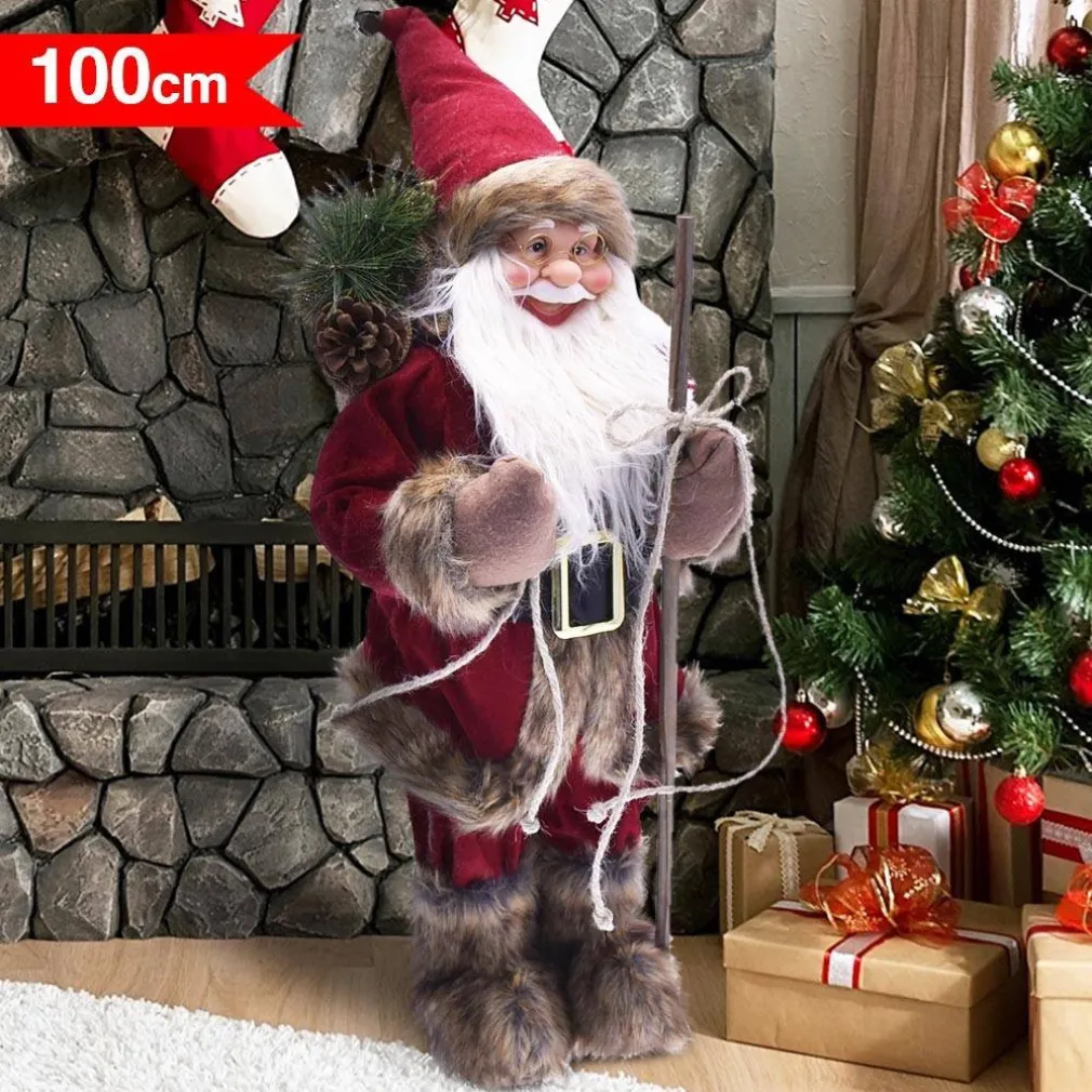 BABBO NATALE NORDICO 100CM IN PLASTICA VESTITI IN TESSUTO DECORAZIONE NATALIZIA