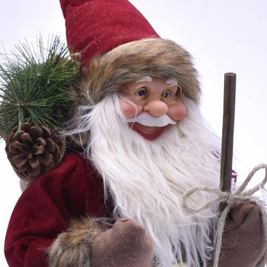 BABBO NATALE NORDICO 80CM IN PLASTICA VESTITI IN TESSUTO DECORAZIONE NATALIZIA